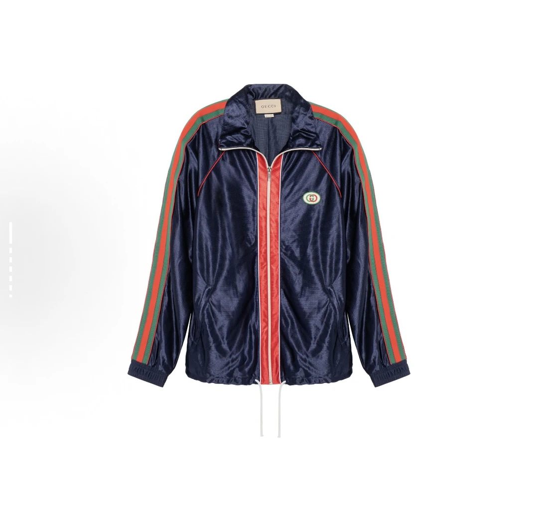 95新 GUCCI/古驰 立领插肩袖休闲织带夹克外套瑕疵/编号7525