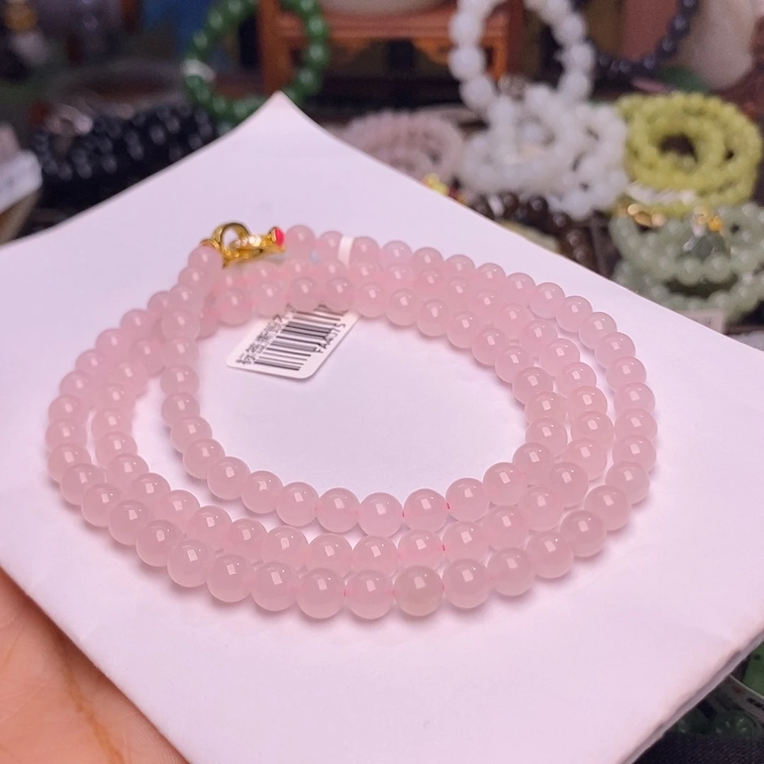 和田玉未镶嵌颈饰熟藕粉脂膏级珠串约6MM