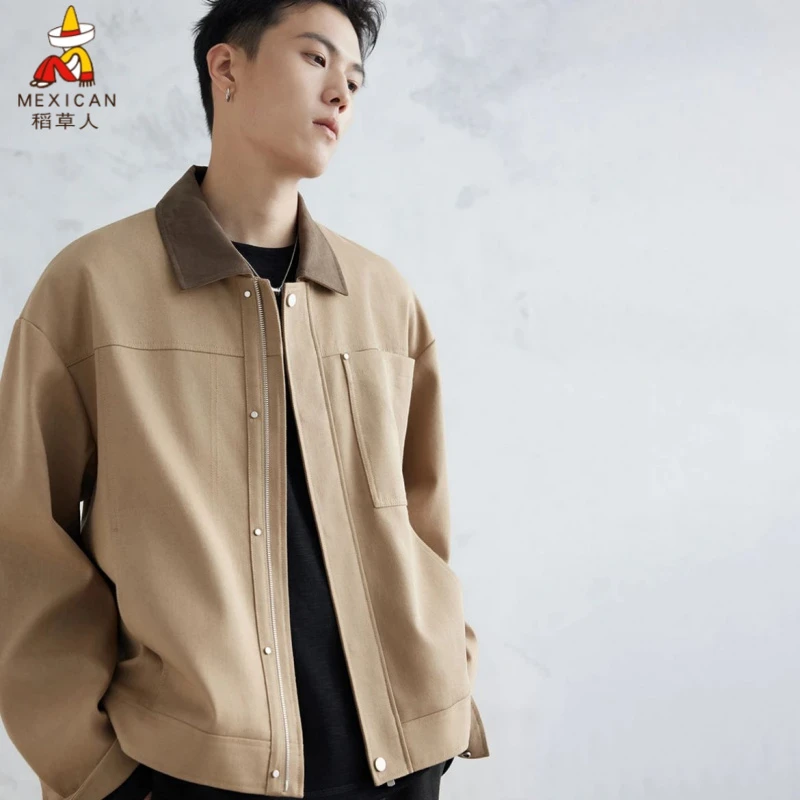稻草人春季定制斜纹面料工装年男秋季行政夹克