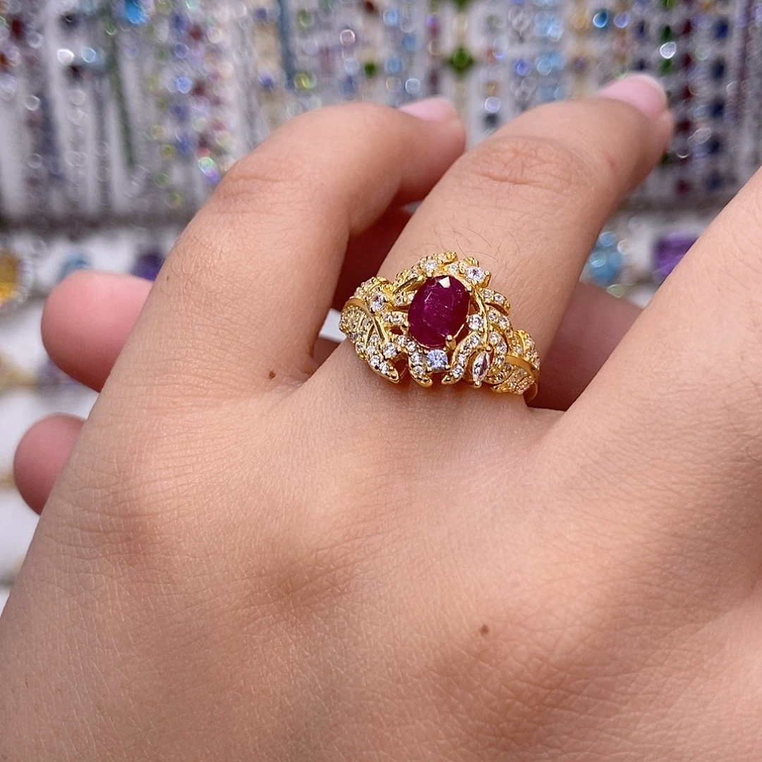 银S925镶嵌红宝石戒指