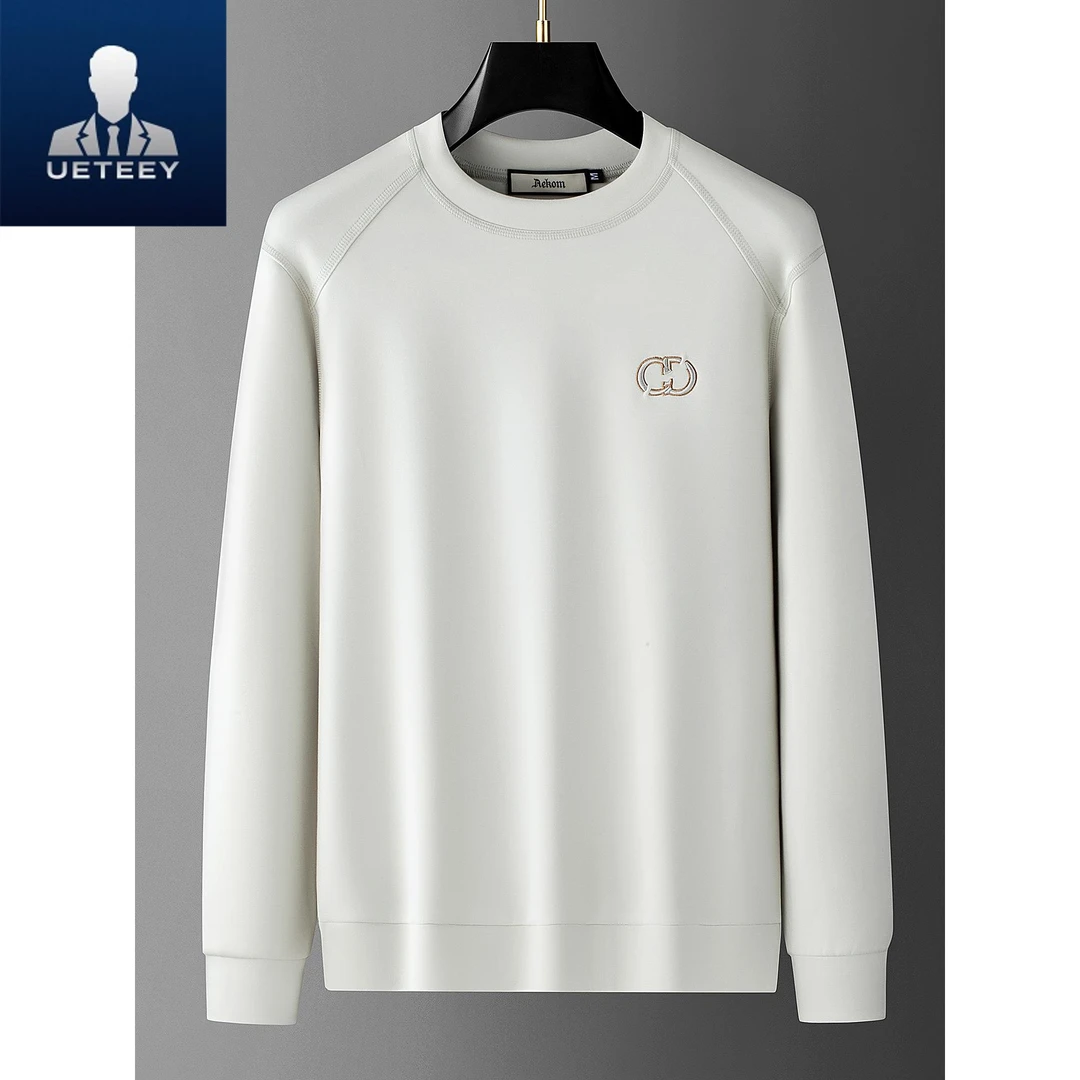 秋季高端时尚简约柔软太空棉莫代尔裤子男士圆领长袖休闲卫衣男款