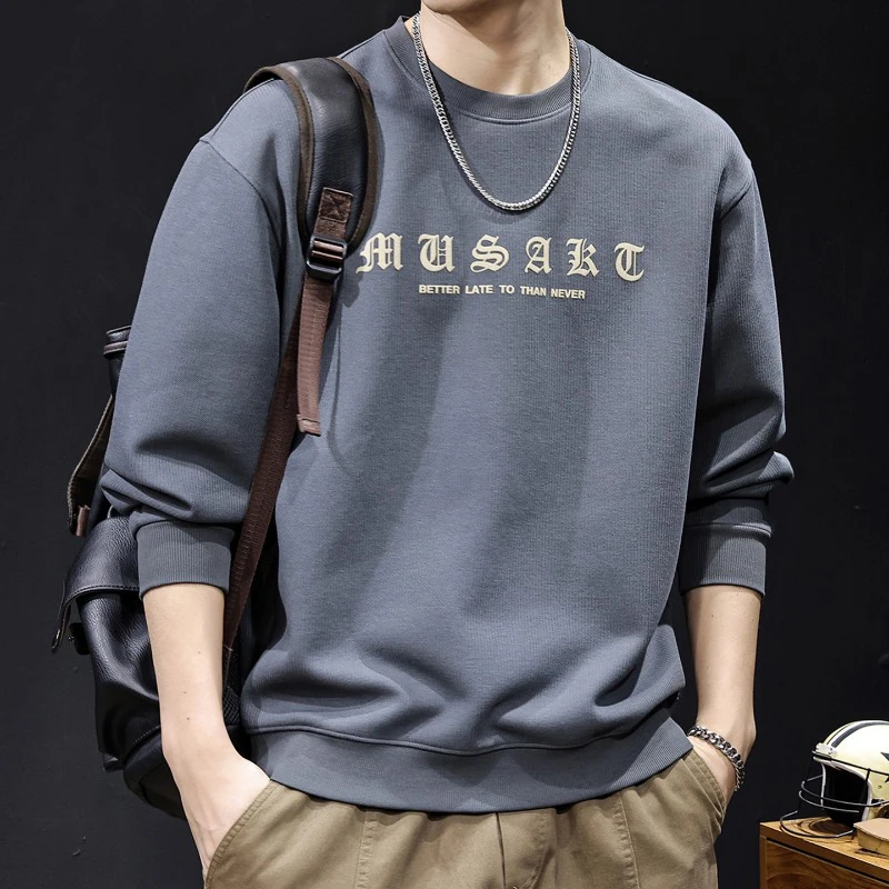 MR.MUDI/穆迪先生印花圆领卫衣男士秋季新款潮牌宽松大码休闲衣服