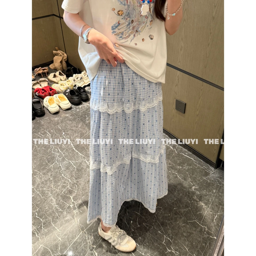 【LIUYI】夏季百搭格子半身长裙550710