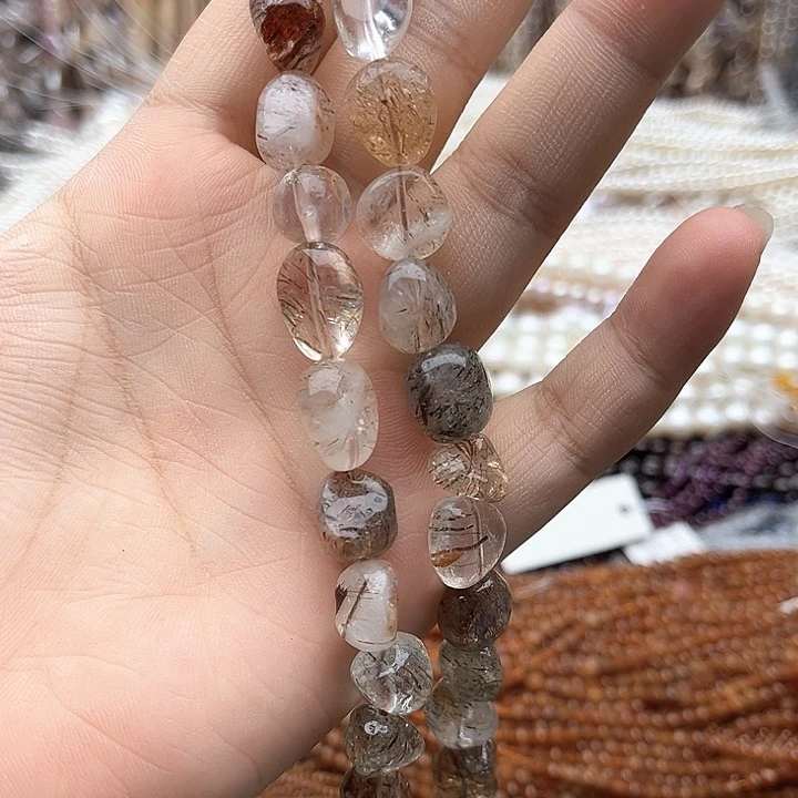 未镶嵌玛瑙/玉髓珠宝半成品一条黑晶超七随型