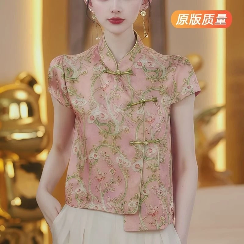 小个子复古风中国风上衣年轻款爆款气质改良衬衫新中式盘扣上衣夏