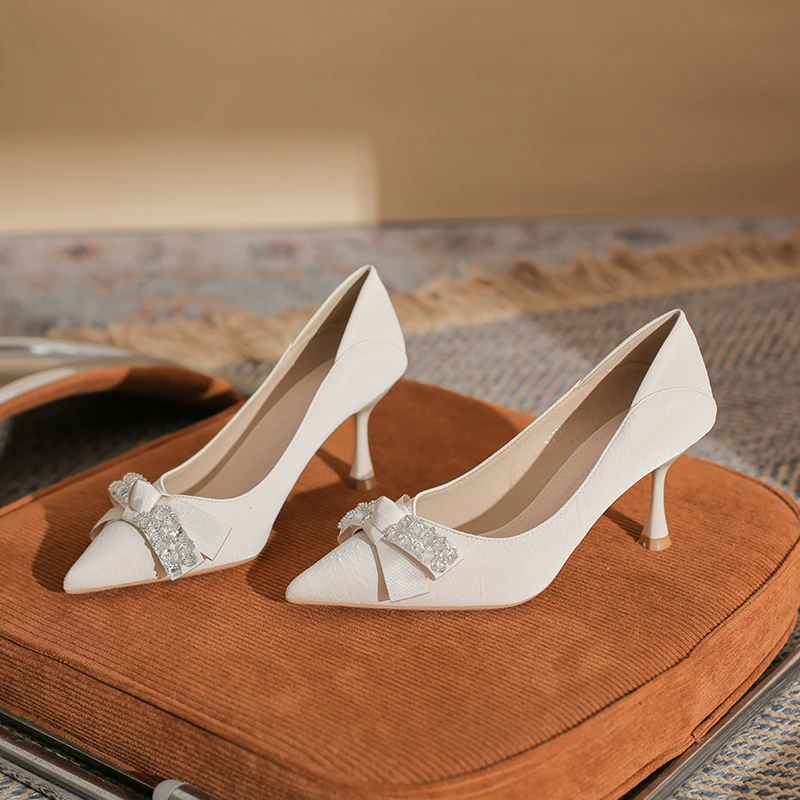 【XIEMAN】珍妮告白~细跟尖头淑女风蝴蝶结高跟单鞋时尚气质女鞋