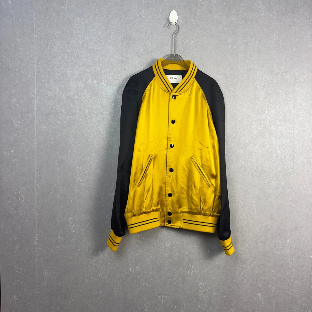 99新 Celine/思琳 铆钉丝缎学院风格棒球服 48码/002582