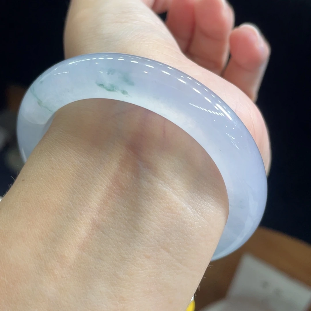 翡翠未镶嵌手镯52起光蓝紫飘花