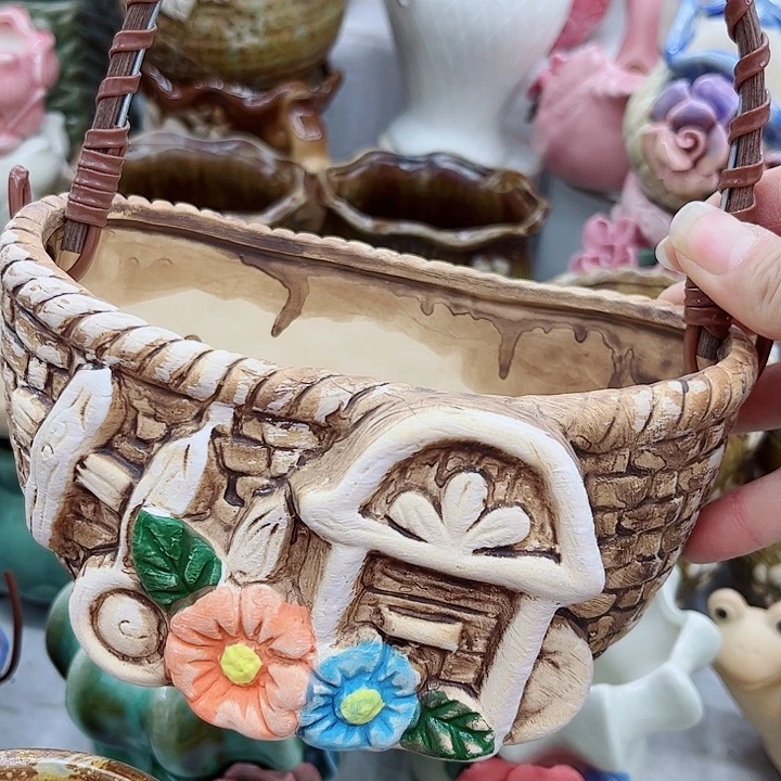 多肉绿植陶瓷花盆9.9包邮，有孔