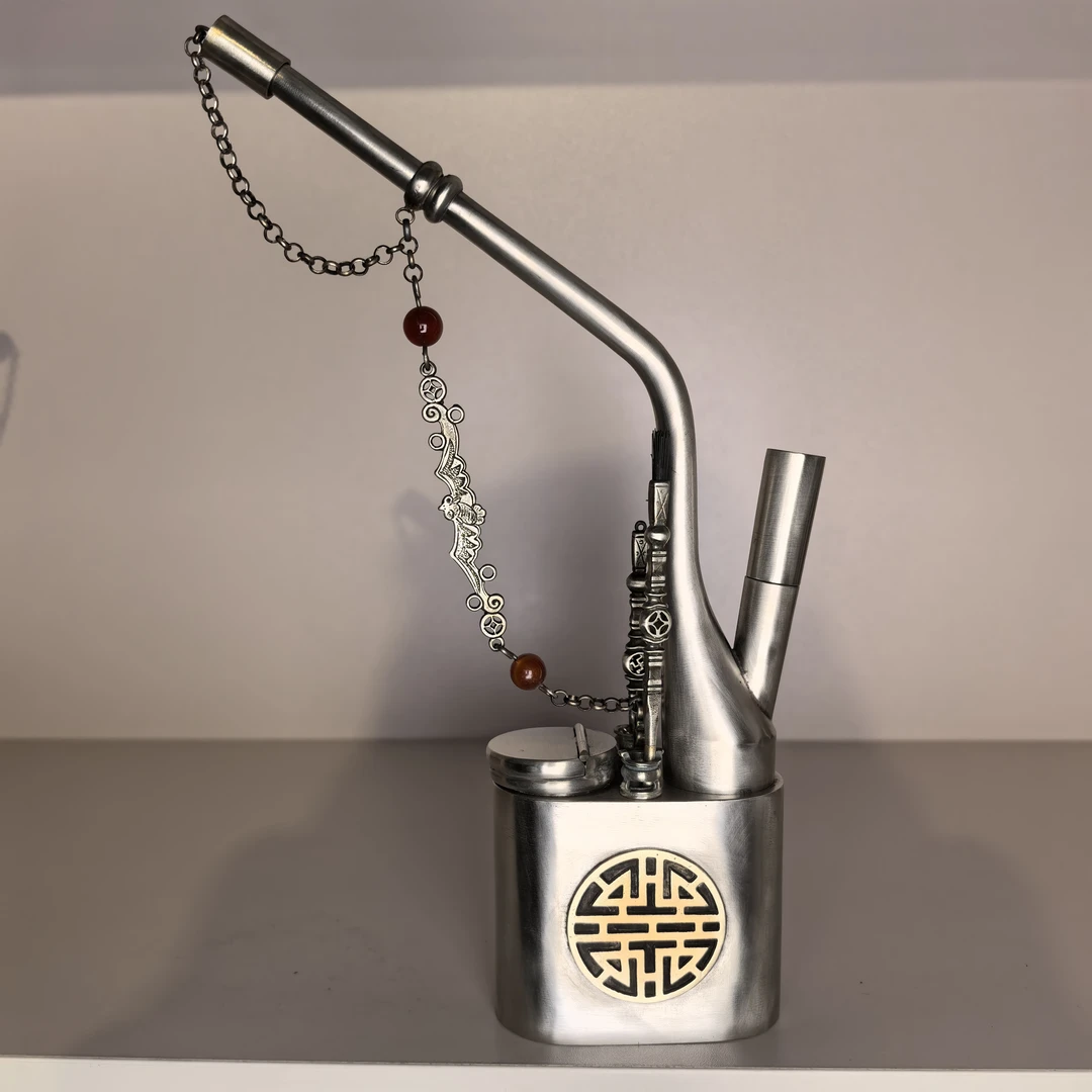 纯手工白铜苏工大圆团寿题材壶