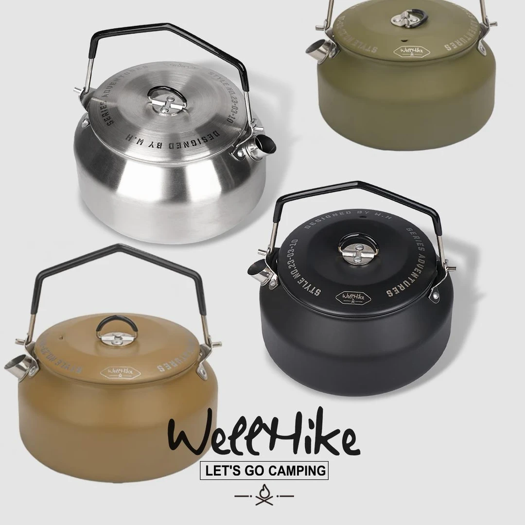 WELLHIKE户外烧水壶304不锈钢黑化露营野餐煮水泡茶饮具咖啡壶嘴