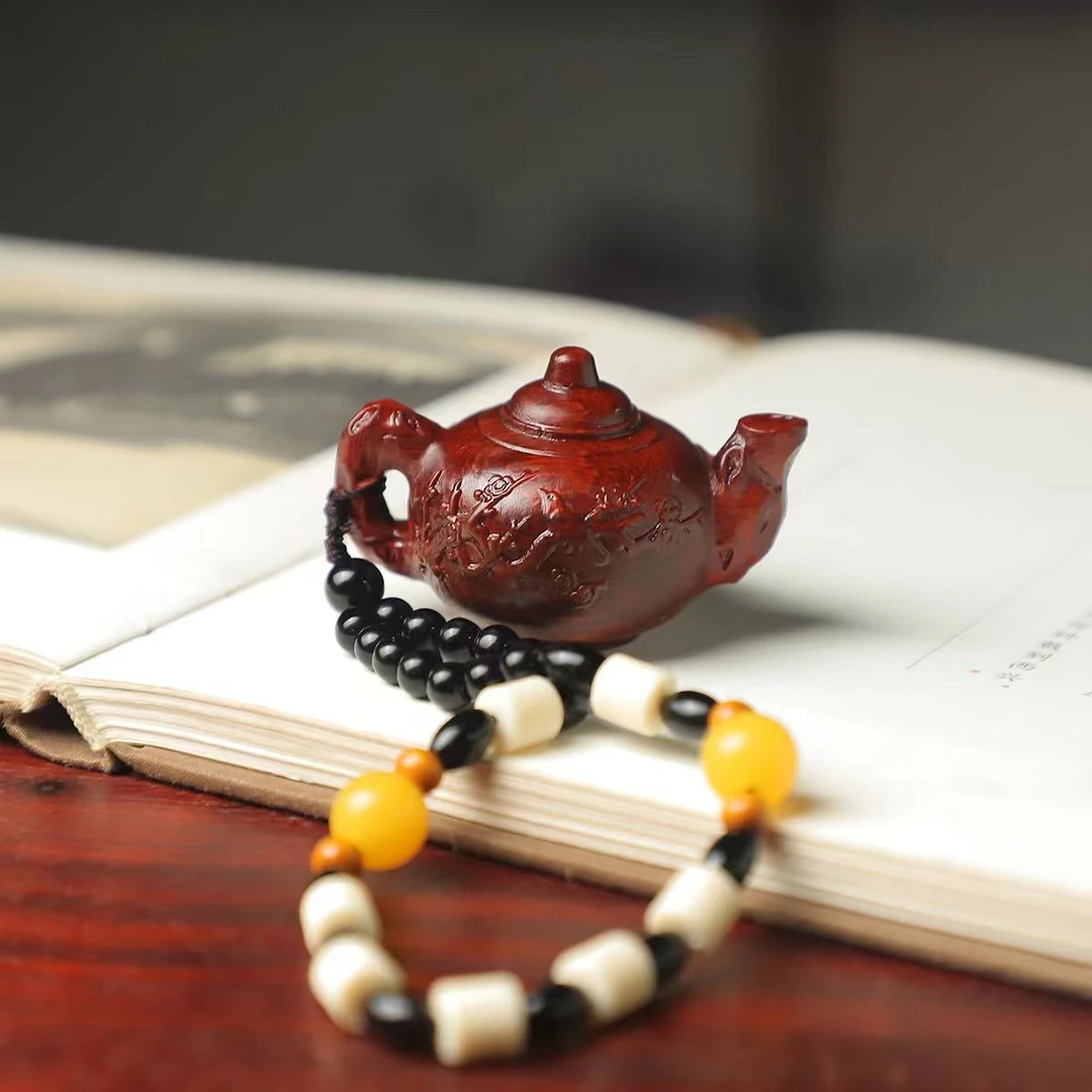 正宗非洲紫檀把把壶麻的将神器男士随身手把件木雕梅花壶文玩挂件