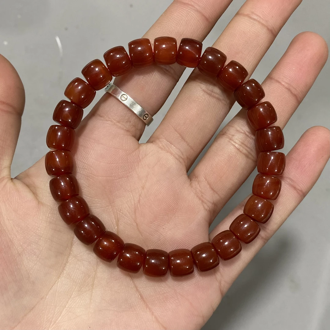 C689 南红直切 超精工暴力归圆 原矿料 卡0.8单圈手串