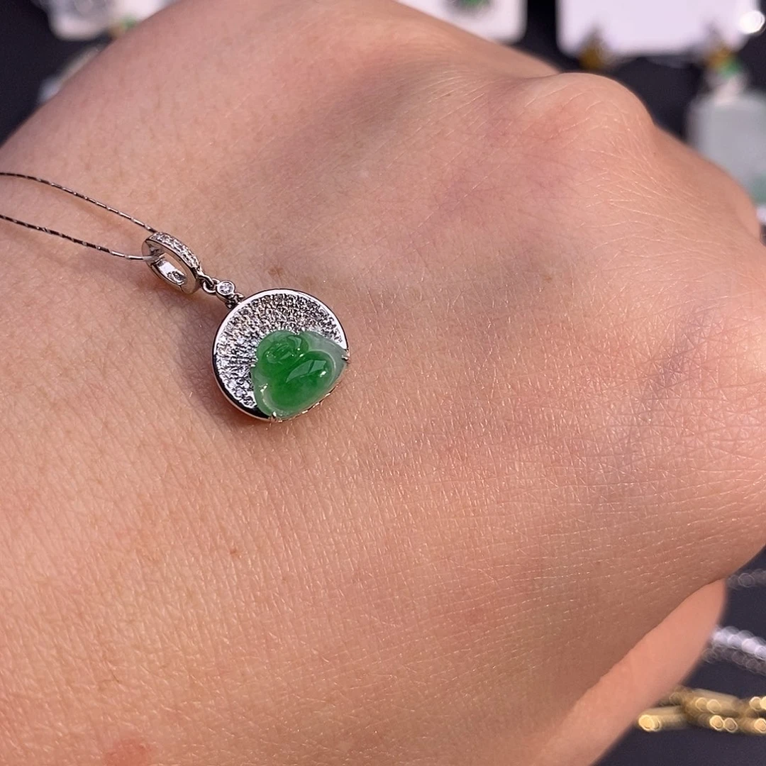 翡翠吊坠(不含链)18K金镶嵌