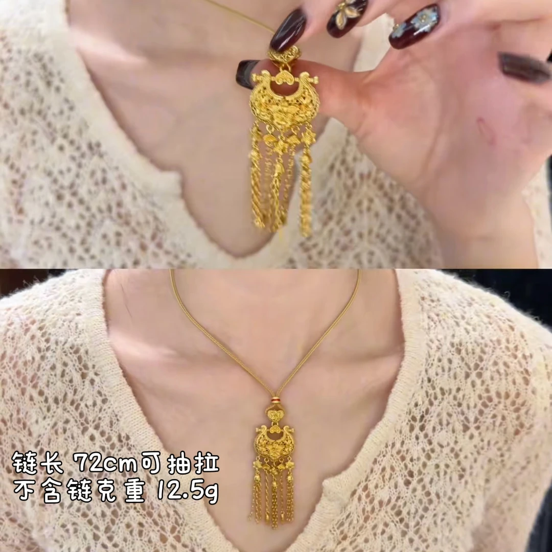 铜合金布艺项链 BIBI【花丝如意锁】项链X112