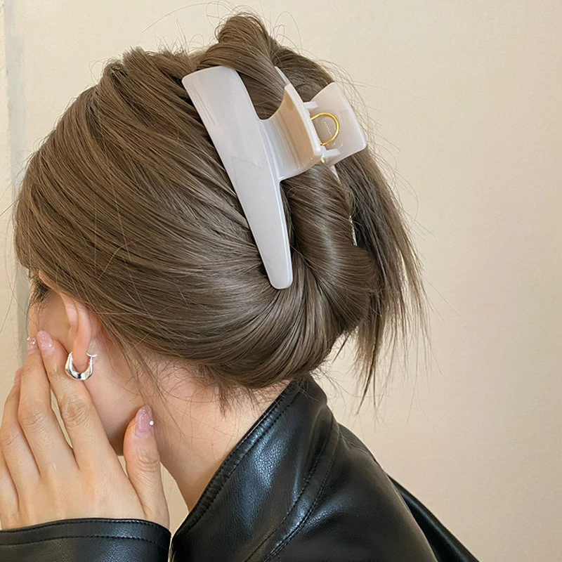 潮流创意不对称复古发夹几何简约亚克力材质大抓夹鲨鱼夹女