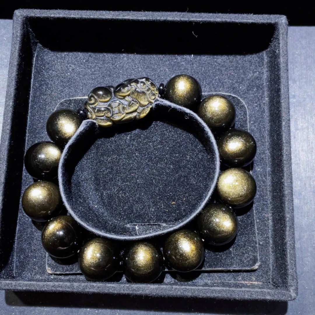 【闪购商品】黑曜岩手链未镶嵌不*翁