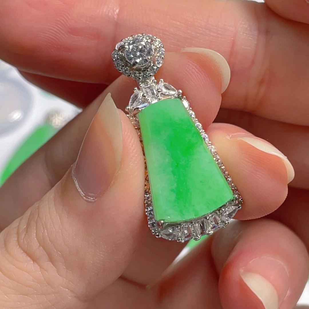 翡翠银S925镶嵌吊坠(不含链)