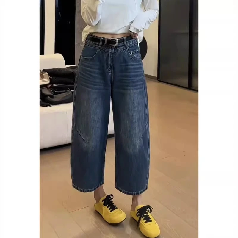 九分萝卜裤显瘦牛仔裤子女夏季新款胖mm大码直筒裤小个子阔腿裤