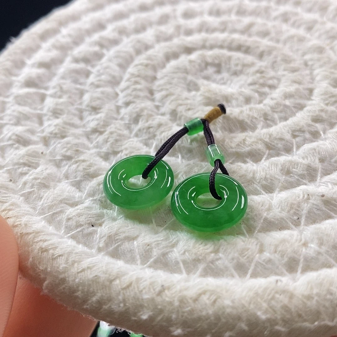 散珠翡翠甜甜圈一对