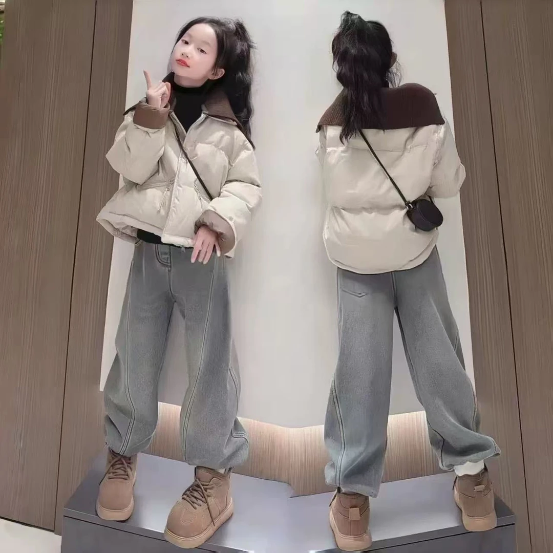 女童羽绒服冬季外套2025新款儿童白鸭绒上衣女孩加厚大童棉袄冬装