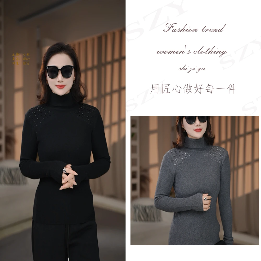 XY&【诗梓雅】女士长袖时尚百搭半高领纯色冬季保暖羊毛衫#G0035