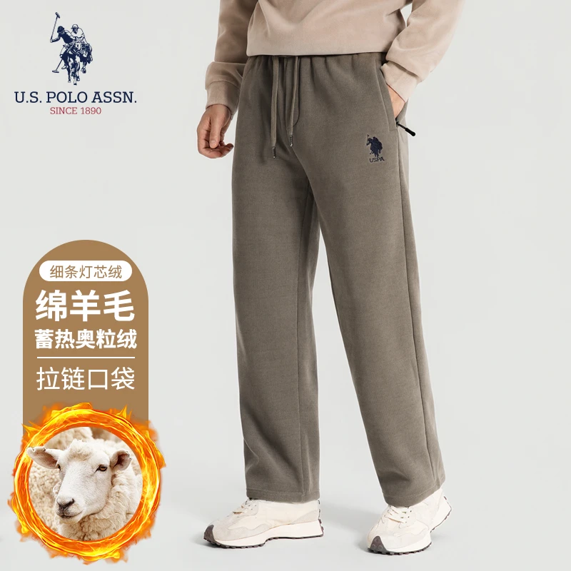 U.S. POLO ASSN.新款男款加绒裤子秋冬保暖柔软亲肤百搭直筒长裤
