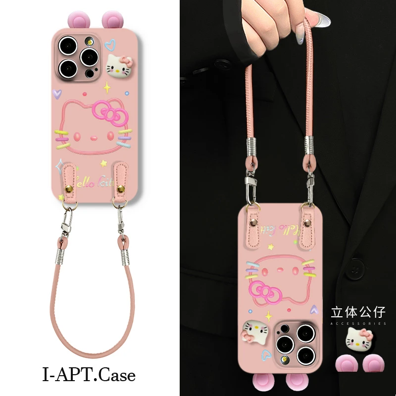 粉底彩线条KT头菲林软壳适用iPhone苹果16手机壳华为oppo小米vi