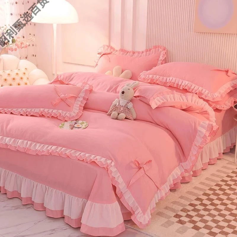 新疆西藏包邮乌市发货新疆西藏新疆韩版高档床裙四件套蕾丝边床单