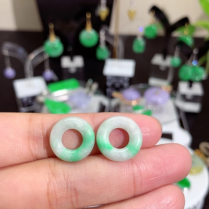 翡翠未镶嵌耳饰天然翡翠