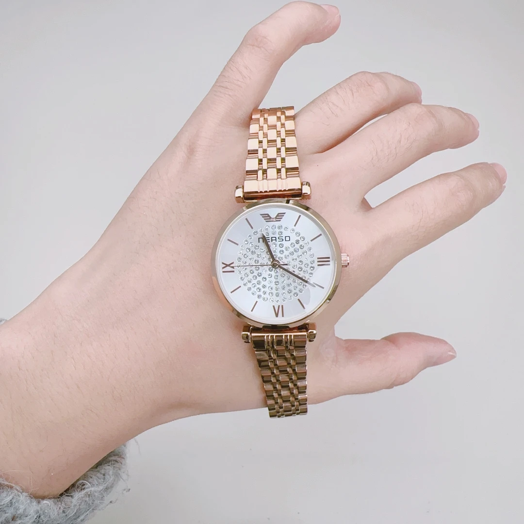 耐尔斯顿满天星手表女精钢带气质日历防水进口石英机撤柜少量库存