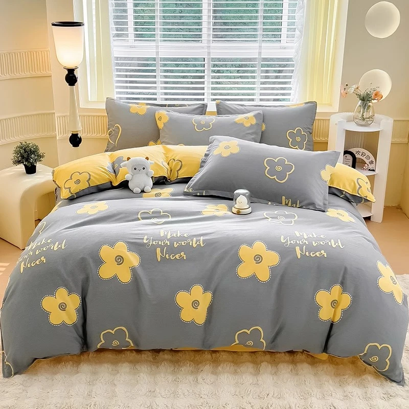 纯棉全棉四件套床上用品加厚被罩床单家用双人套件宿舍单人三件套
