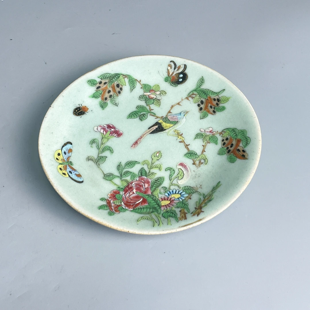 M25GA003619 - 清道光  青釉粉彩花鸟纹盘2