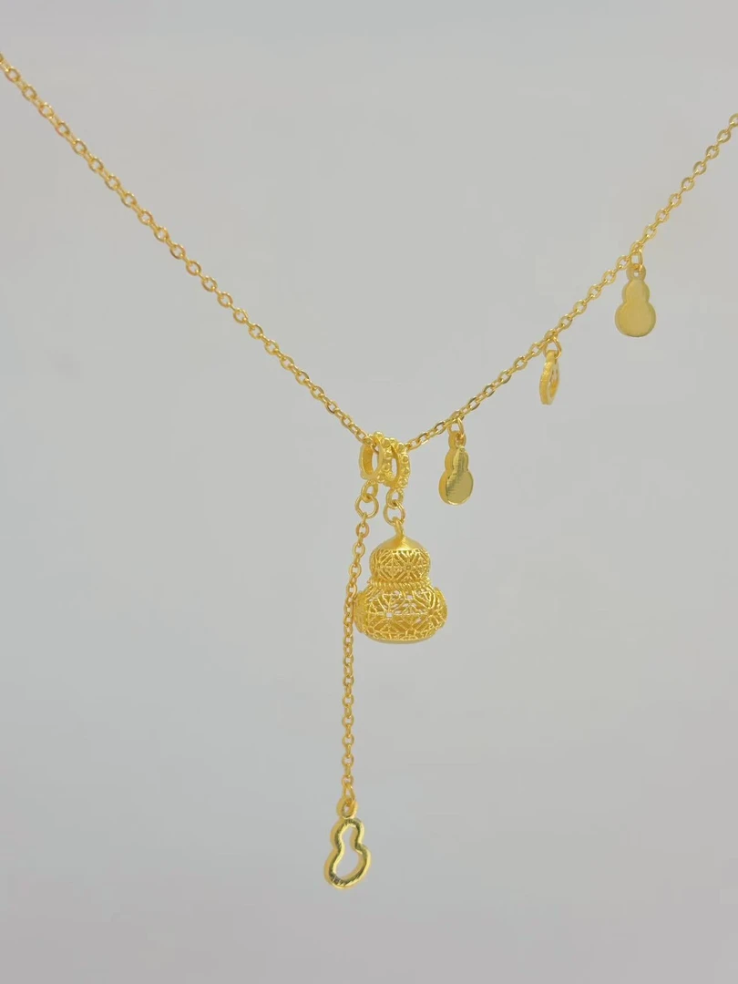 《小糖姐珠宝》足金黄金9999 花丝镂空葫芦套链（不支持退换）