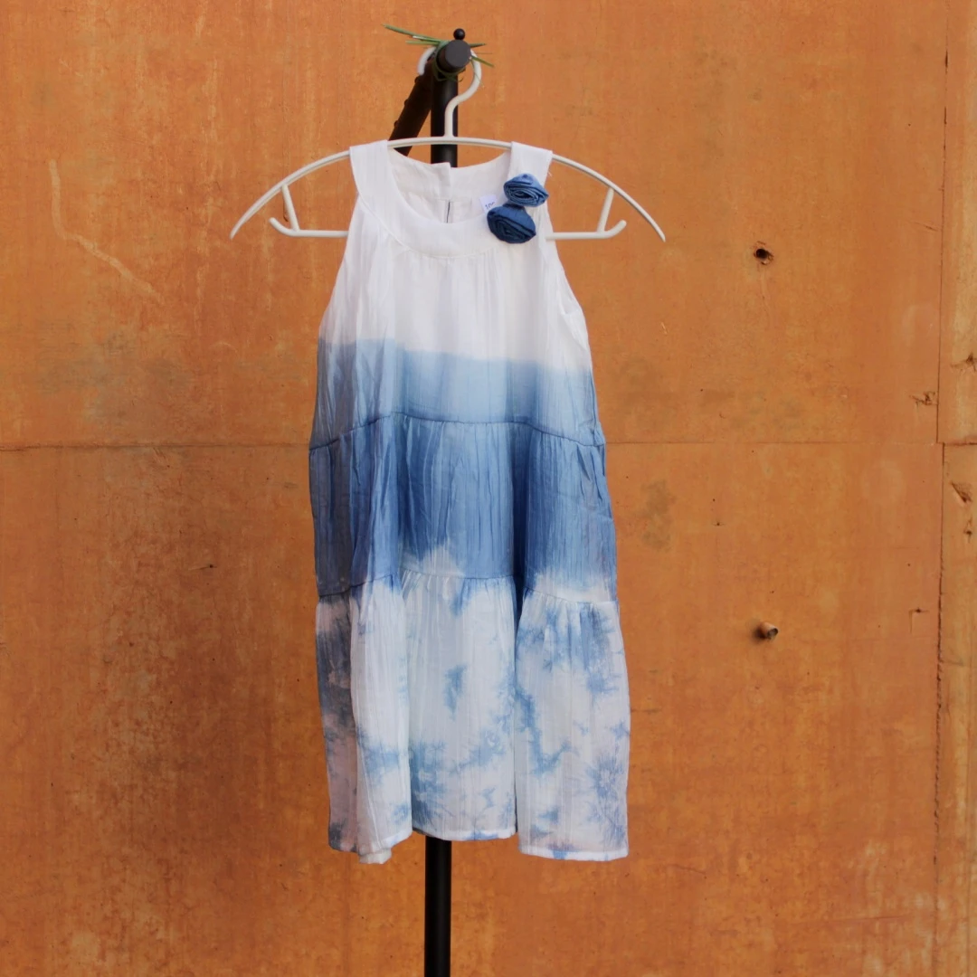 云南大理扎染儿童连衣裙童裙亲子装大童小童裙子百搭宽松中国风