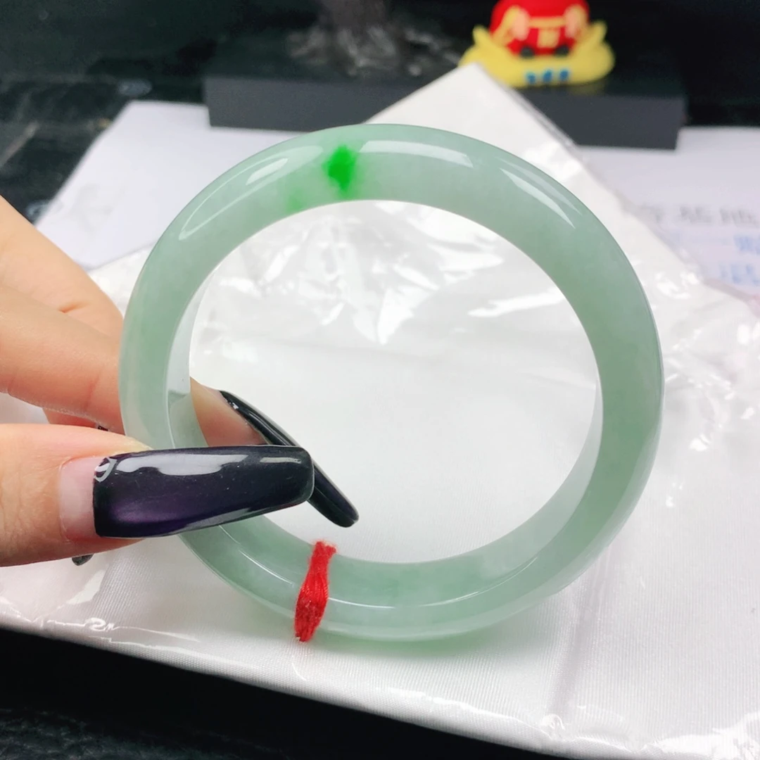 翡翠未镶嵌手镯翡翠58.0飘阳绿正圈