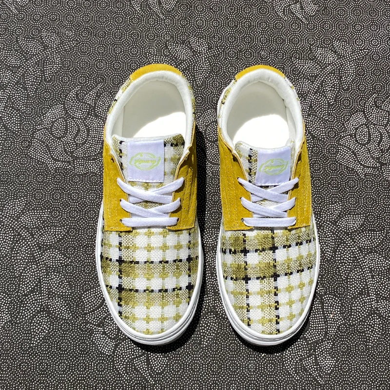 夏季新款时尚浅黄色低帮帆布鞋学生潮鞋男款潮流鞋子男鞋休闲板鞋