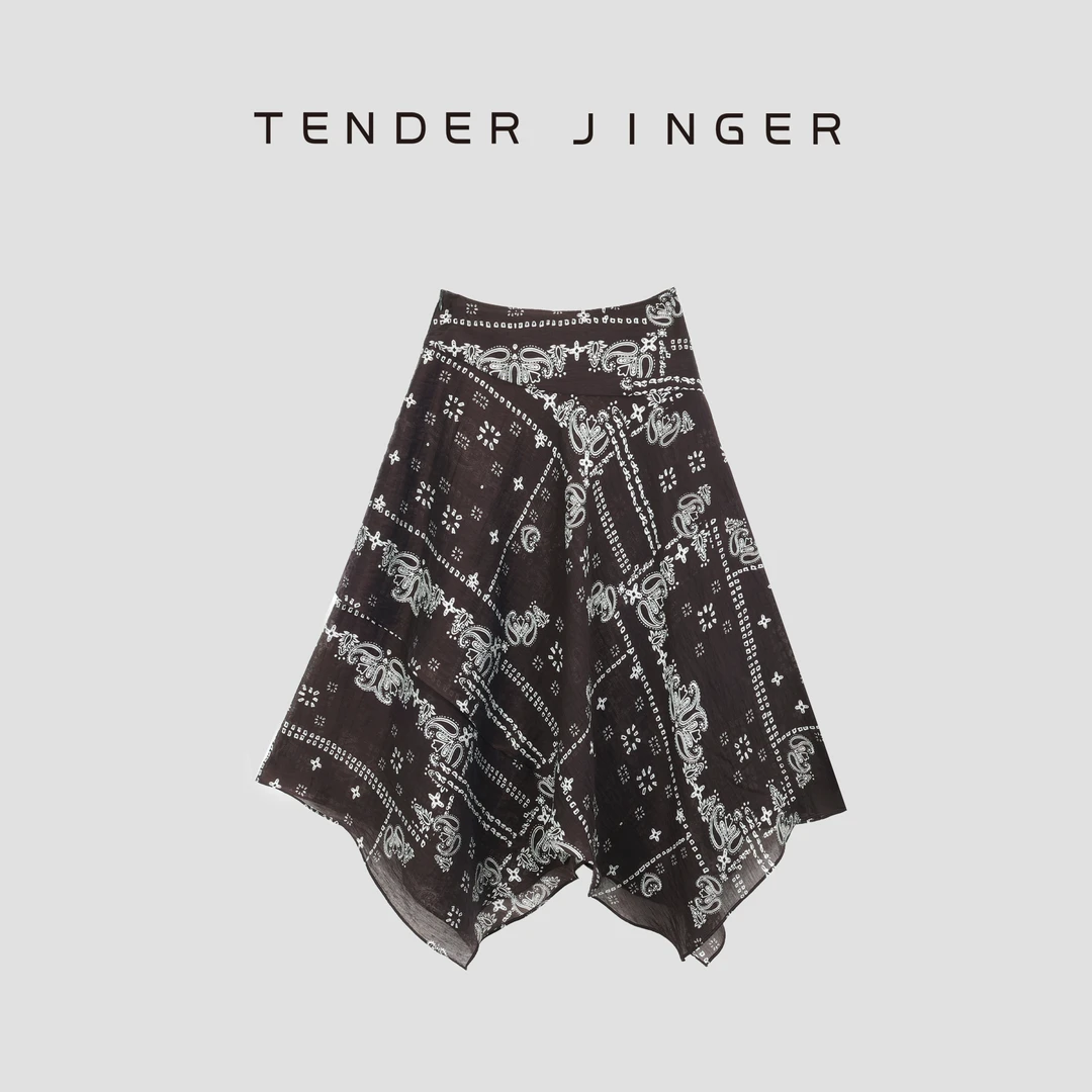 Tender Jinger复古印花大摆半身裙T52LFK30584