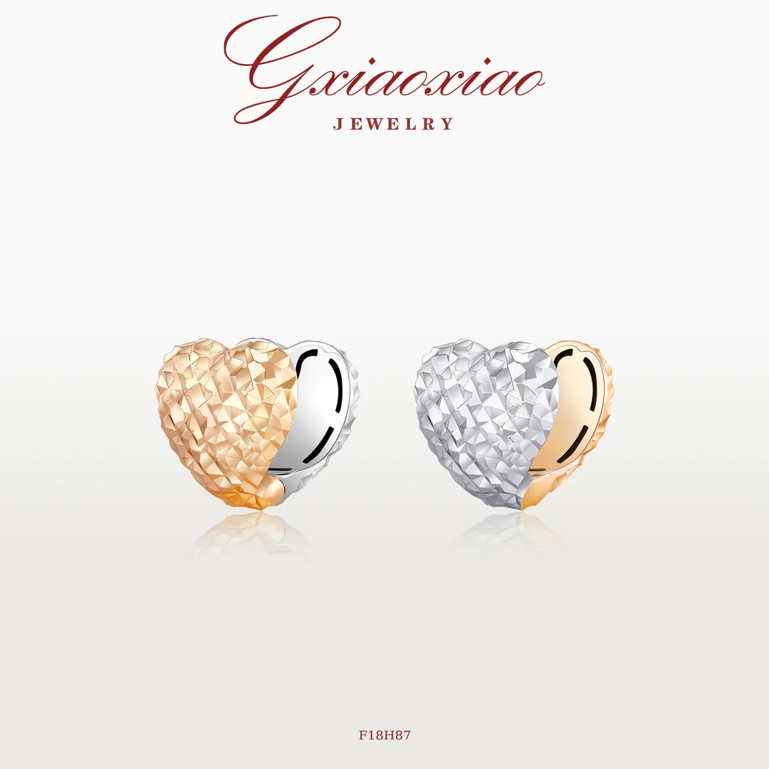 G XIAOXIAO 【波光粼粼】法式轻奢双色爱心AB面耳环 F18H87