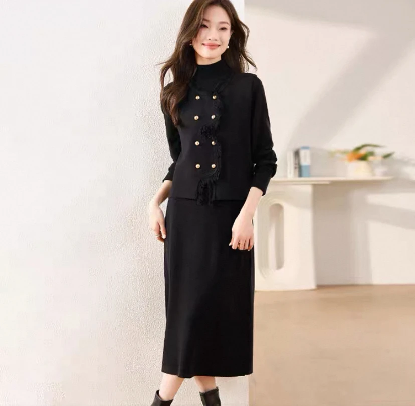 【影姐宠粉】新款针织假两件套装气质高端韩版显瘦10101