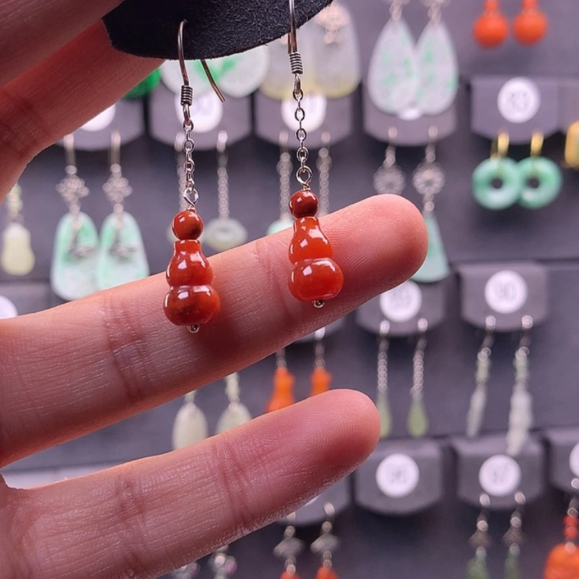 【闪购商品】翡翠耳饰银S925镶嵌芸*