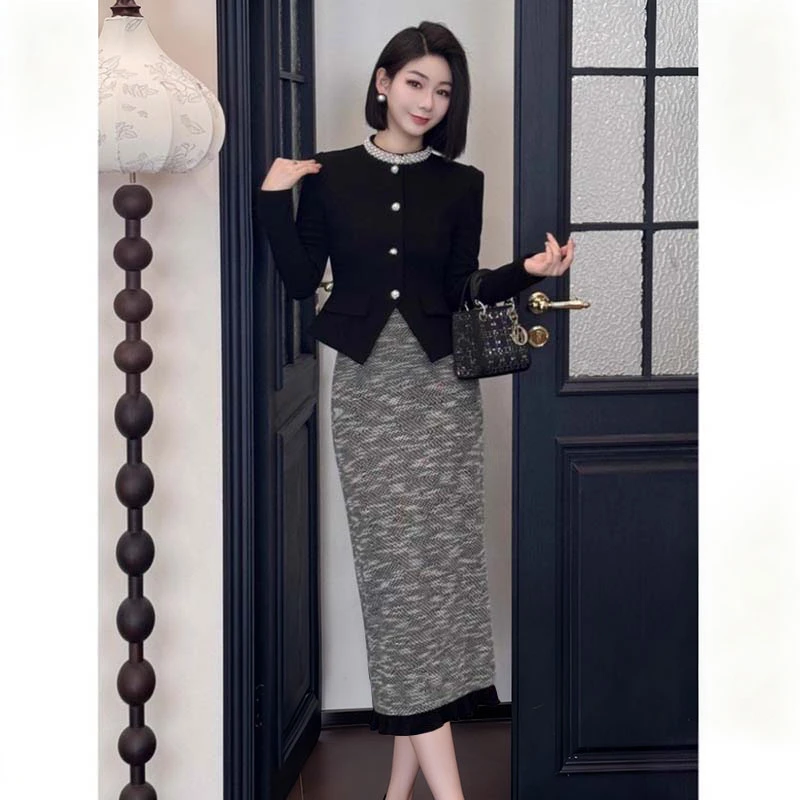 【两件套】春秋季2025新款小洋装贵妇名媛穿搭连衣裙两件套LJ0043