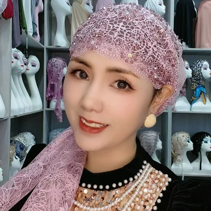 休闲风法式春季包头帽金丝镂空飘带帽