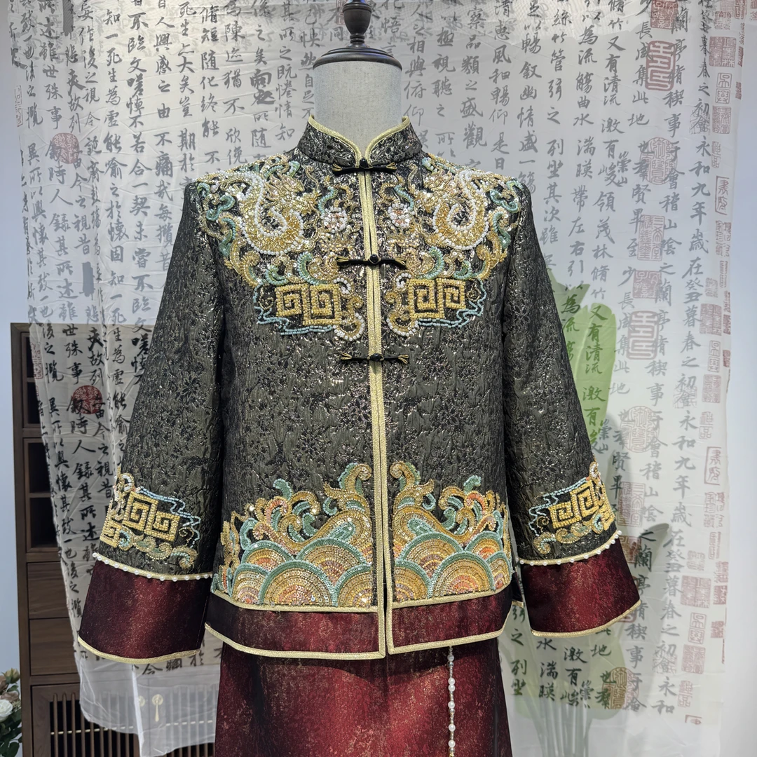 男士秀禾服新郎2025新款高档婚服男生结婚礼服中式婚礼男装接亲服