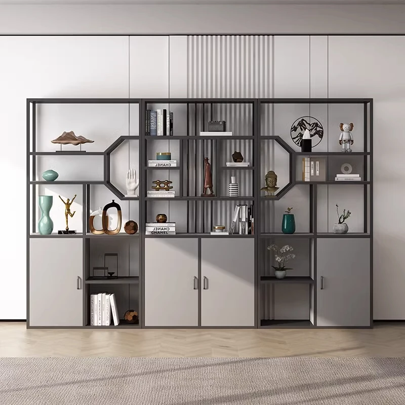 铁艺博古置物架工艺品展示架菠萝格架展示柜现代简约多宝阁架子