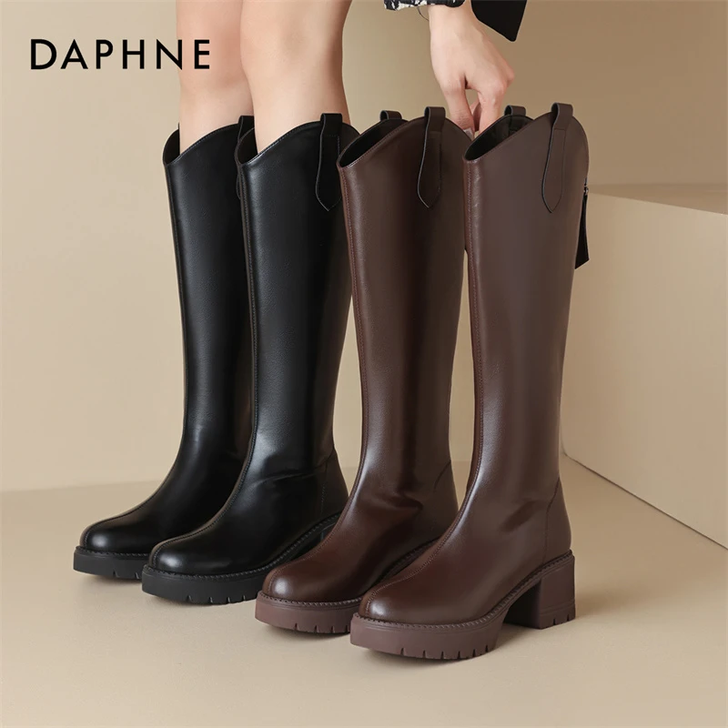 达芙妮2025时尚款秋冬季必备时装靴适合日常穿着时尚过膝长筒女鞋