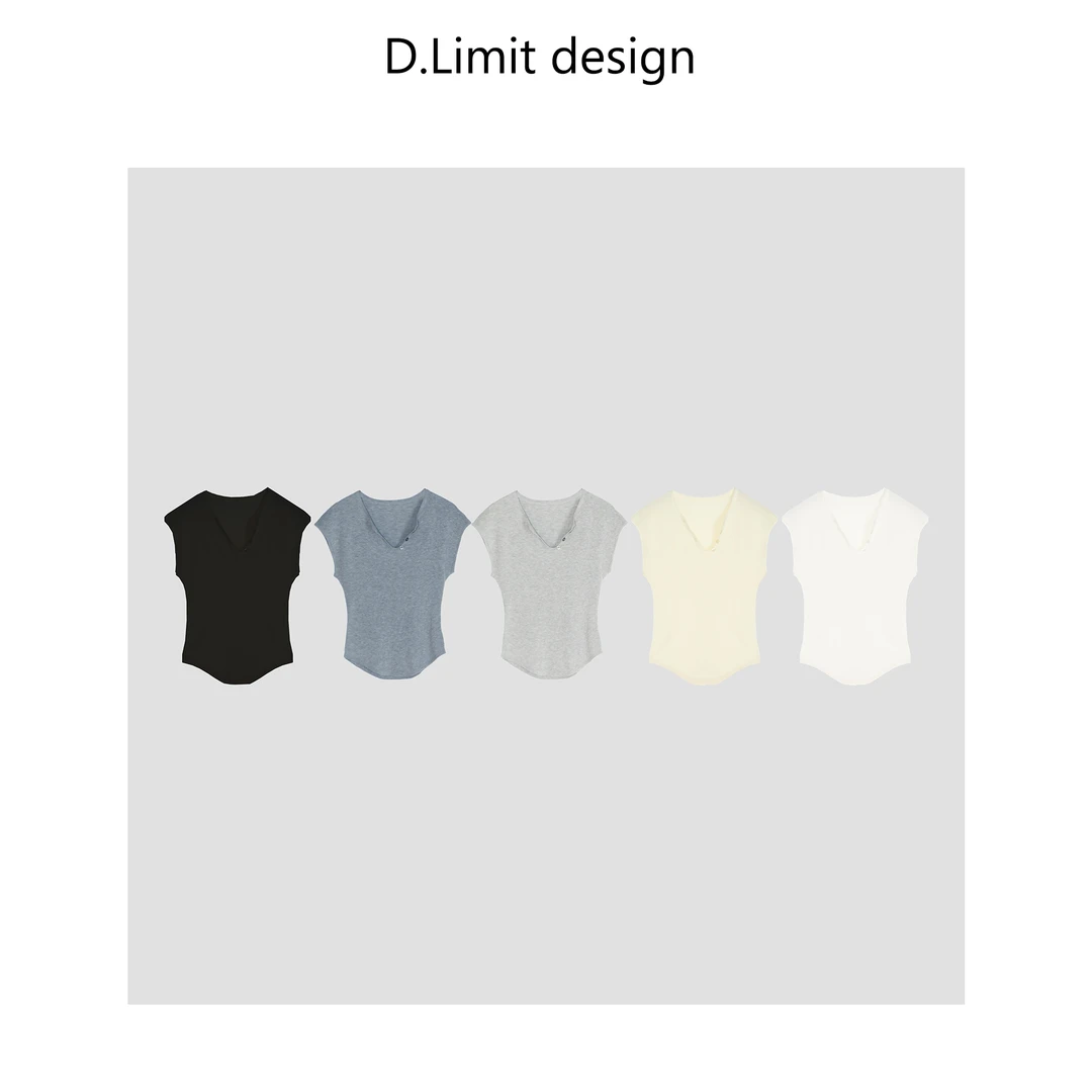 【D.Limit design】多巴胺绵羊毛小U领小飞飞袖T恤DLSS25008