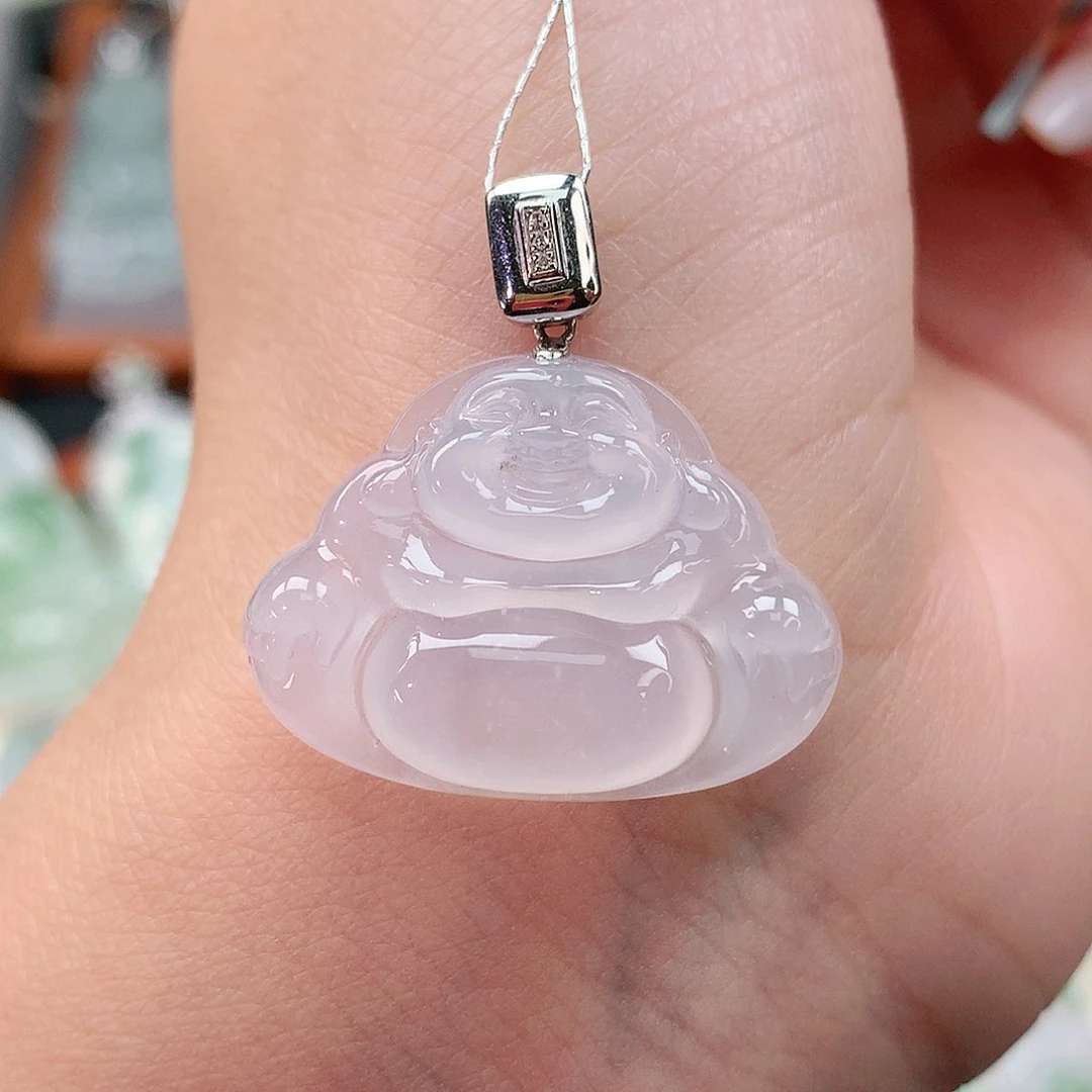 颈饰18K金镶嵌翡翠佛公