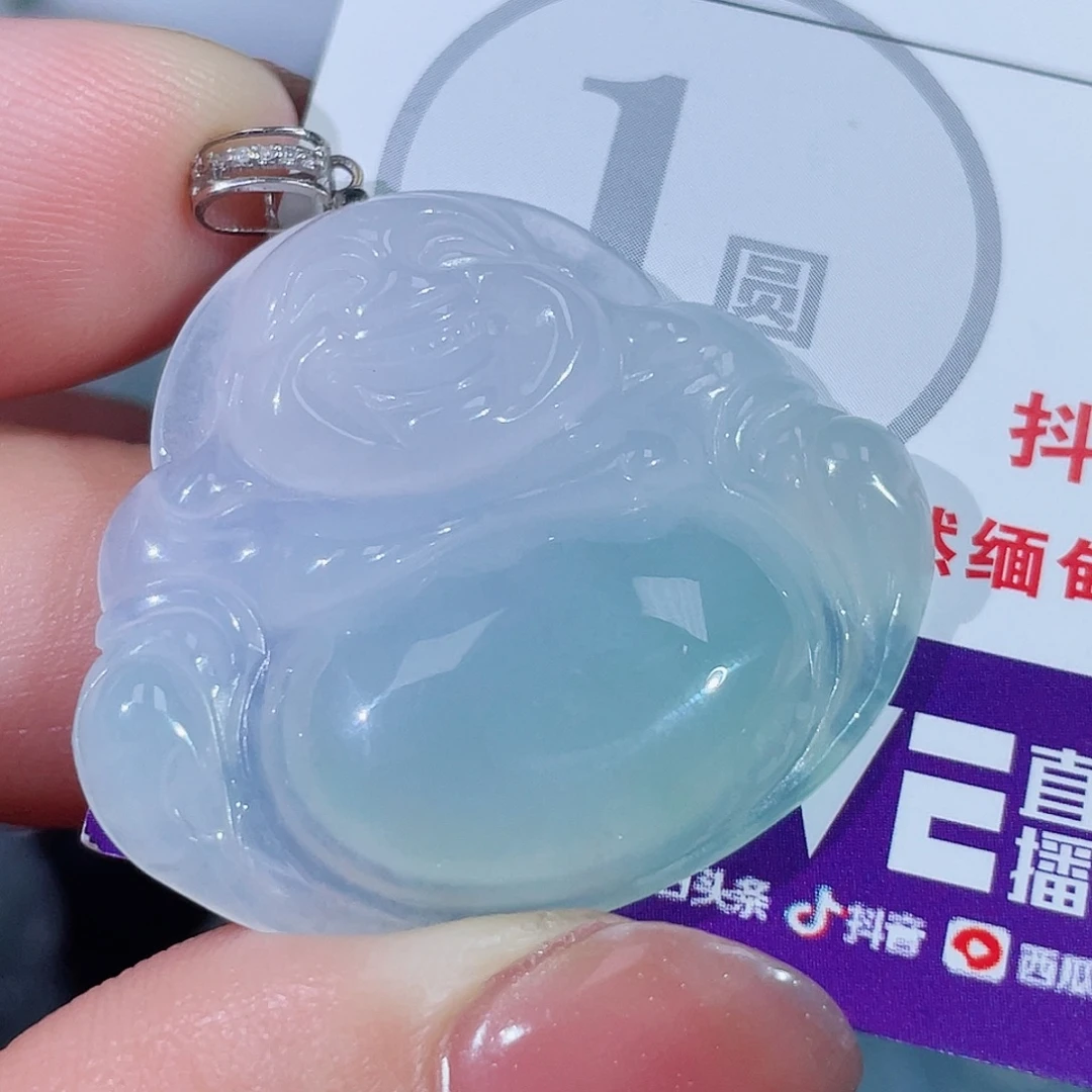 翡翠18K金镶嵌颈饰佛公