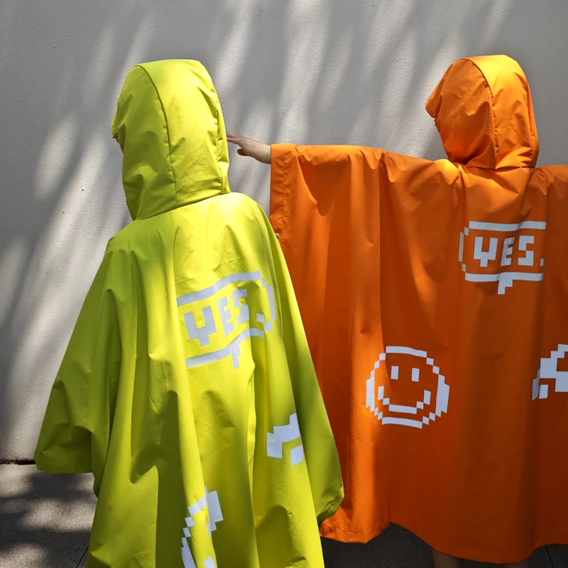 ppapa 反光斗篷雨衣户外可背书包儿童防水性能强透湿连帽 913640